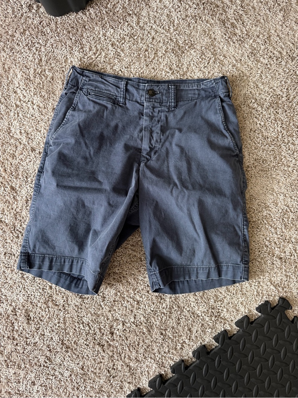 American Eagle Outfitters Men's Flat-Front Shorts in Dark Blue